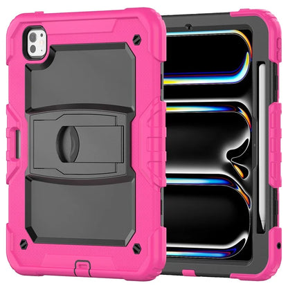 For iPad Pro 11 (2024) Case with Shoulder Strap PC+Silicone Tablet Cover