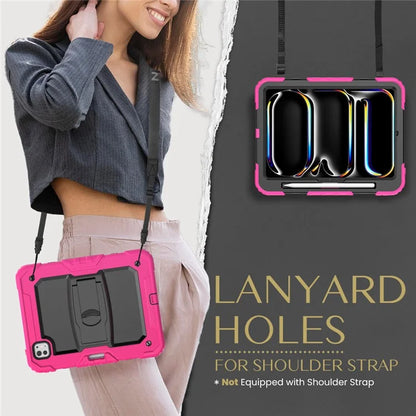 For iPad Pro 11 (2024) Case with Shoulder Strap PC+Silicone Tablet Cover