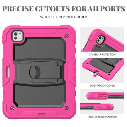 For iPad Pro 11 (2024) Case with Shoulder Strap PC+Silicone Tablet Cover