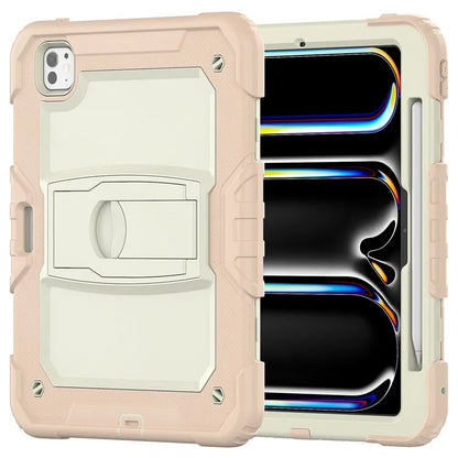 For iPad Pro 11 (2024) Case with Shoulder Strap PC+Silicone Tablet Cover
