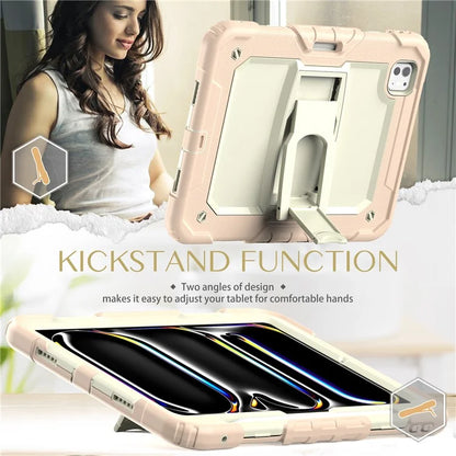For iPad Pro 11 (2024) Case with Shoulder Strap PC+Silicone Tablet Cover
