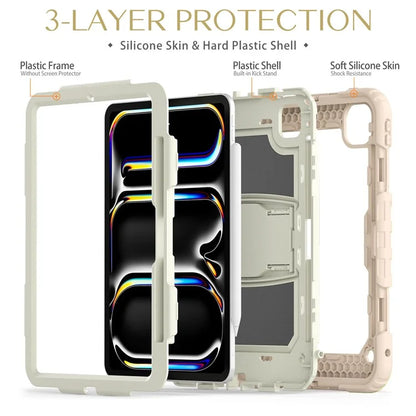 For iPad Pro 11 (2024) Case with Shoulder Strap PC+Silicone Tablet Cover