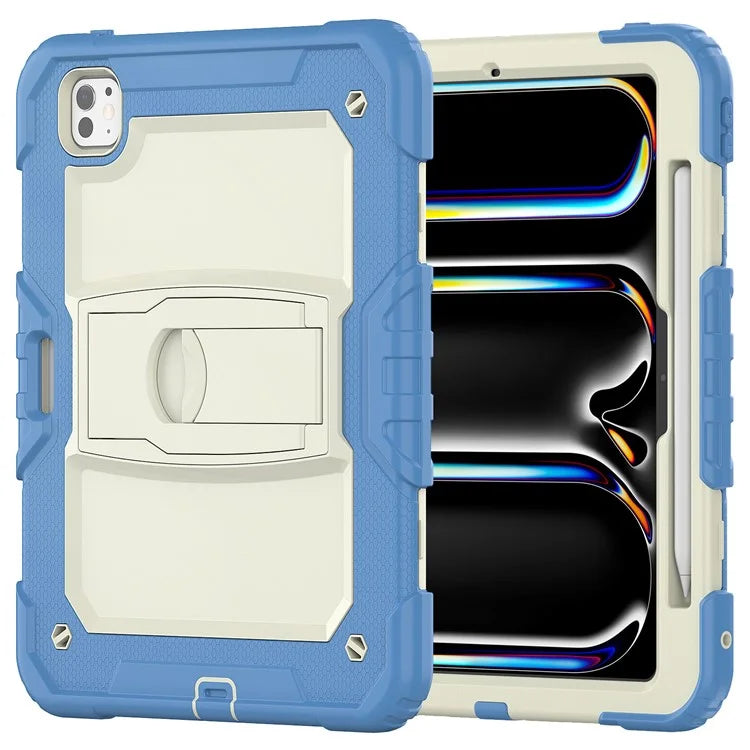 For iPad Pro 11 (2024) Case with Shoulder Strap PC+Silicone Tablet Cover