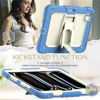 For iPad Pro 11 (2024) Case with Shoulder Strap PC+Silicone Tablet Cover
