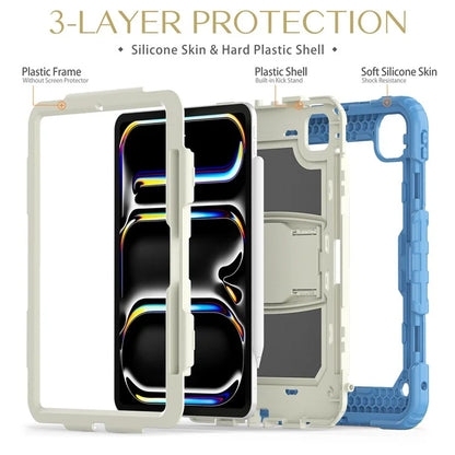 For iPad Pro 11 (2024) Case with Shoulder Strap PC+Silicone Tablet Cover