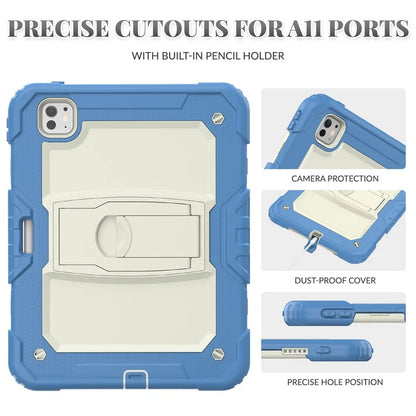 For iPad Pro 11 (2024) Case with Shoulder Strap PC+Silicone Tablet Cover
