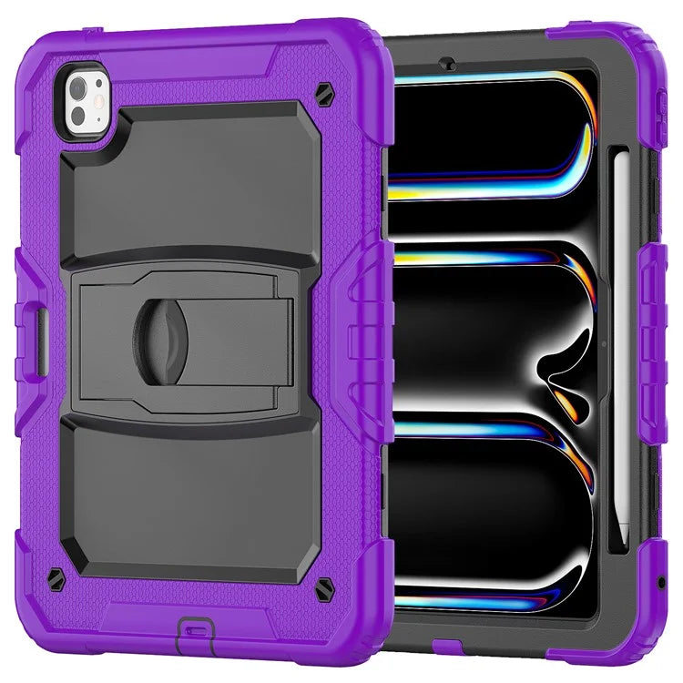 For iPad Pro 11 (2024) Case with Shoulder Strap PC+Silicone Tablet Cover