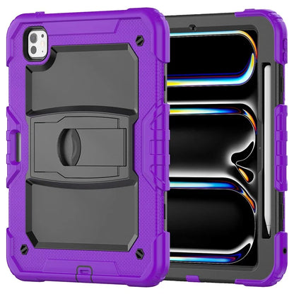 For iPad Pro 11 (2024) Case with Shoulder Strap PC+Silicone Tablet Cover