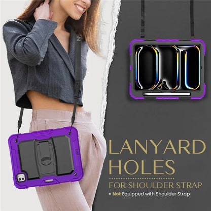 For iPad Pro 11 (2024) Case with Shoulder Strap PC+Silicone Tablet Cover