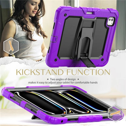 For iPad Pro 11 (2024) Case with Shoulder Strap PC+Silicone Tablet Cover