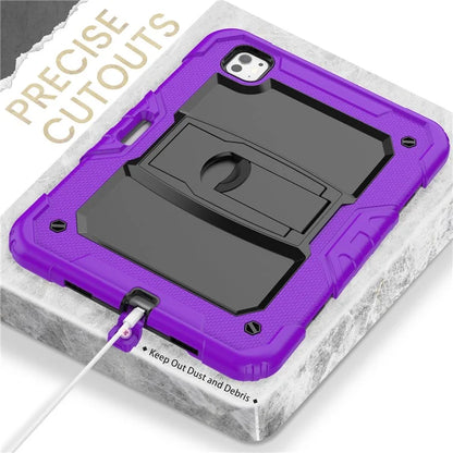 For iPad Pro 11 (2024) Case with Shoulder Strap PC+Silicone Tablet Cover