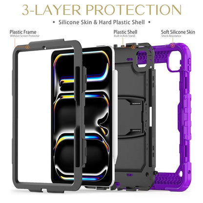 For iPad Pro 11 (2024) Case with Shoulder Strap PC+Silicone Tablet Cover