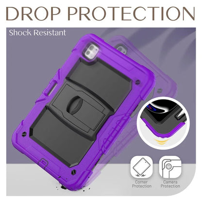 For iPad Pro 11 (2024) Case with Shoulder Strap PC+Silicone Tablet Cover