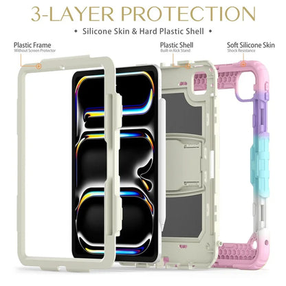 For iPad Pro 11 (2024) Case PC+Silicone Tablet Cover with Shoulder Strap