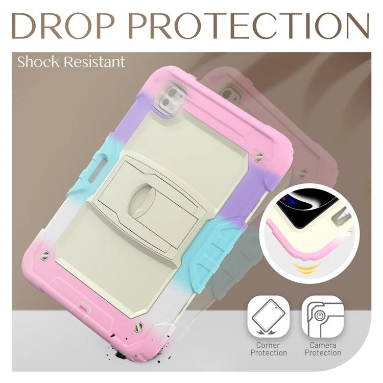 For iPad Pro 11 (2024) Case PC+Silicone Tablet Cover with Shoulder Strap