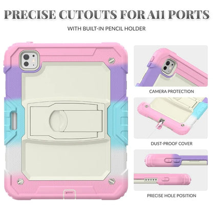For iPad Pro 11 (2024) Case PC+Silicone Tablet Cover with Shoulder Strap