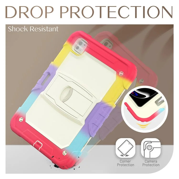 For iPad Pro 11 (2024) Case PC+Silicone Tablet Cover with Shoulder Strap