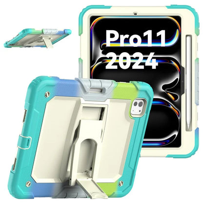 For iPad Pro 11 (2024) Case PC+Silicone Tablet Cover with Shoulder Strap