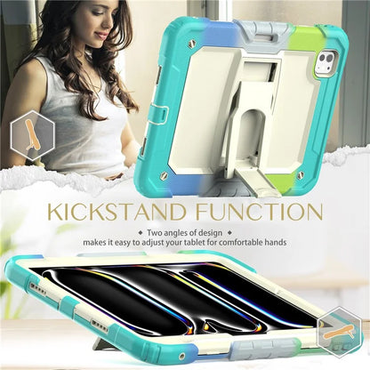 For iPad Pro 11 (2024) Case PC+Silicone Tablet Cover with Shoulder Strap