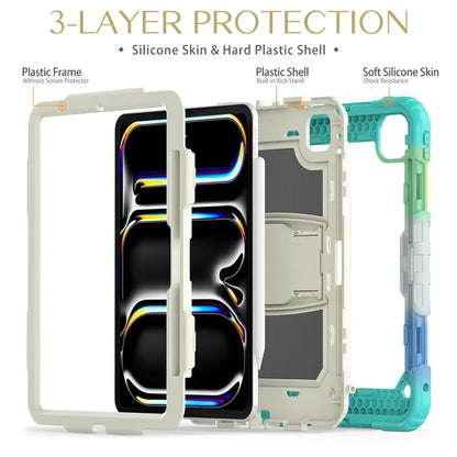 For iPad Pro 11 (2024) Case PC+Silicone Tablet Cover with Shoulder Strap