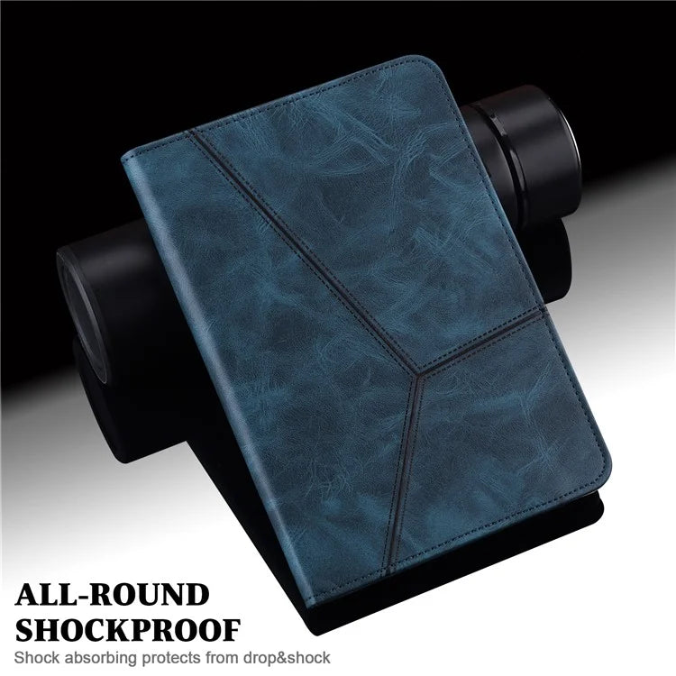 For iPad Pro 11 (2024) Case PU Leather Line Imprinted Shockproof Tablet Cover with Elastic Band