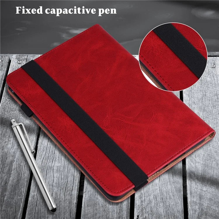 For iPad Pro 11 (2024) Case PU Leather Line Imprinted Shockproof Tablet Cover with Elastic Band