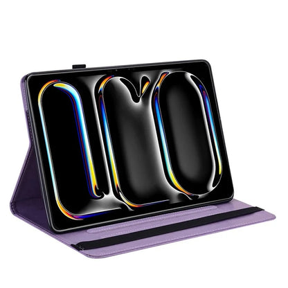 For iPad Pro 11 (2024) Case PU Leather Stand Tree Deer Pattern Tablet Cover with Card Slots