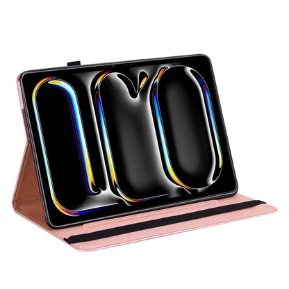For iPad Pro 11 (2024) Case PU Leather Stand Tree Deer Pattern Tablet Cover with Card Slots