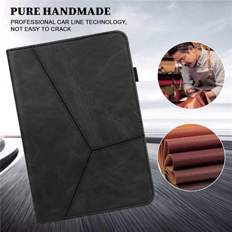 For iPad Pro 13 (2024) Case Line Imprinted PU Leather Card Holder Tablet Stand Cover