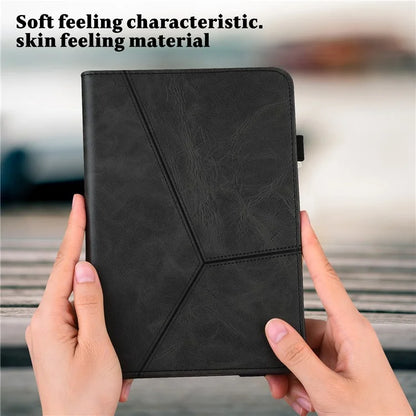 For iPad Pro 13 (2024) Case Line Imprinted PU Leather Card Holder Tablet Stand Cover