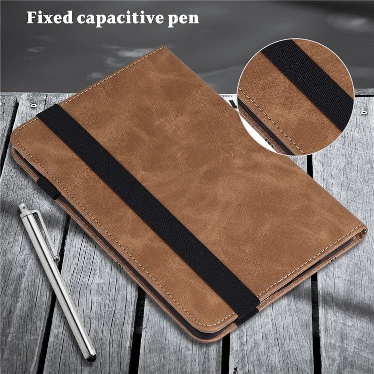For iPad Pro 13 (2024) Case Line Imprinted PU Leather Card Holder Tablet Stand Cover