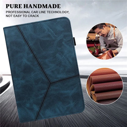 For iPad Pro 13 (2024) Case Line Imprinted PU Leather Card Holder Tablet Stand Cover