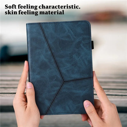 For iPad Pro 13 (2024) Case Line Imprinted PU Leather Card Holder Tablet Stand Cover