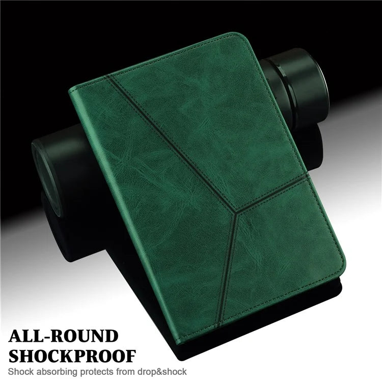 For iPad Pro 13 (2024) Case Line Imprinted PU Leather Card Holder Tablet Stand Cover