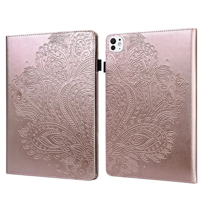 For iPad Pro 11 (2024) Case Flower Pattern Card Holder PU Leather Stand Tablet Cover
