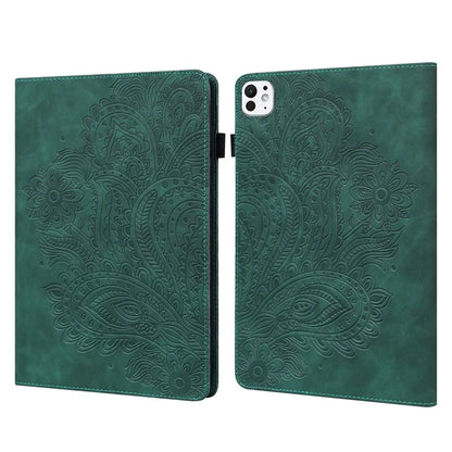For iPad Pro 11 (2024) Case Flower Pattern Card Holder PU Leather Stand Tablet Cover