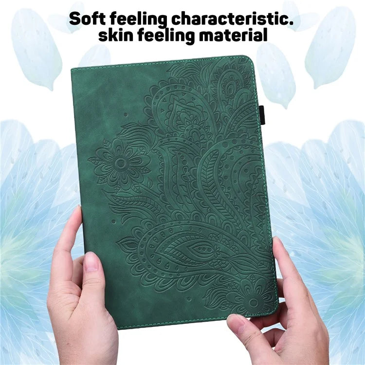 For iPad Pro 11 (2024) Case Flower Pattern Card Holder PU Leather Stand Tablet Cover