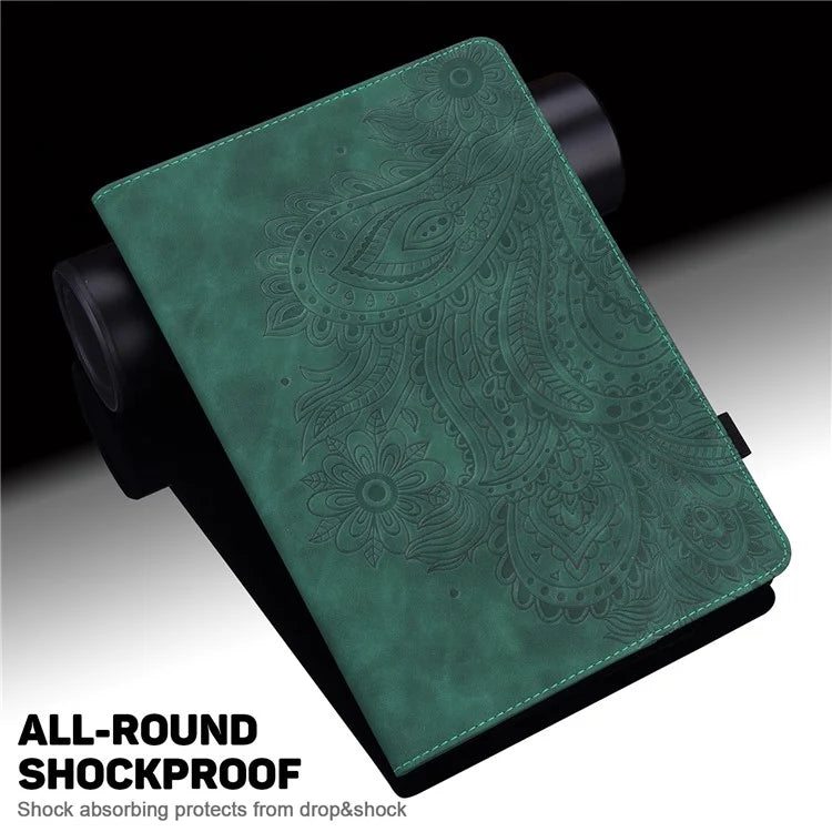 For iPad Pro 11 (2024) Case Flower Pattern Card Holder PU Leather Stand Tablet Cover