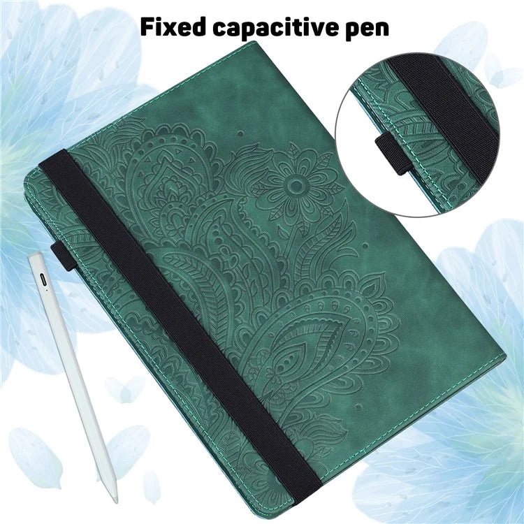 For iPad Pro 11 (2024) Case Flower Pattern Card Holder PU Leather Stand Tablet Cover
