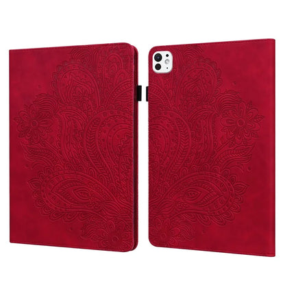 For iPad Pro 11 (2024) Case Flower Pattern Card Holder PU Leather Stand Tablet Cover