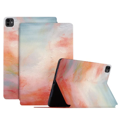 For iPad Pro 11 (2024) Case Auto Sleep / Wake Leather Tablet Cover Oil Painting