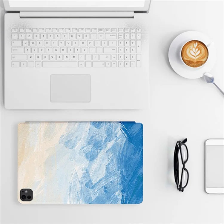 For iPad Pro 11 (2024) Case Auto Sleep / Wake Leather Tablet Cover Oil Painting