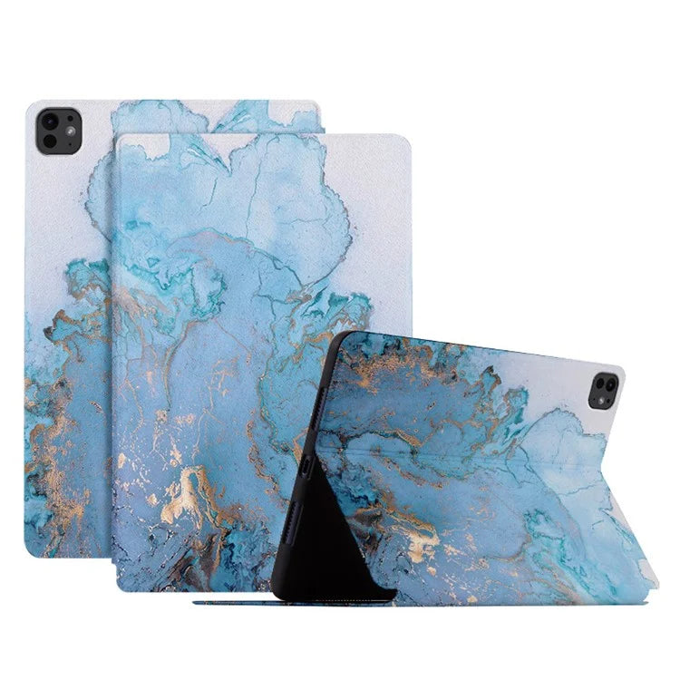 For iPad Pro 11 (2024) Case Auto Sleep / Wake Leather Tablet Cover Oil Painting
