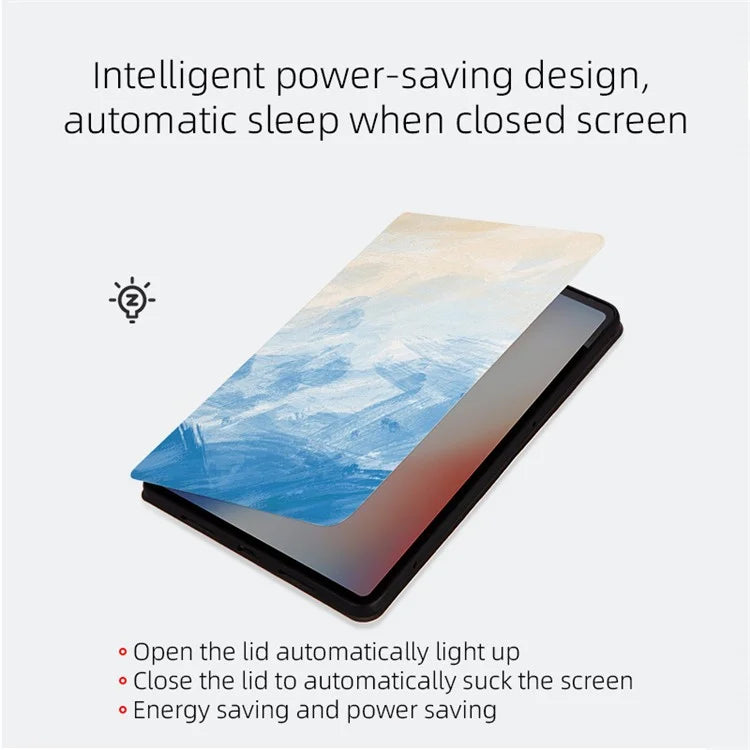 For iPad Pro 11 (2024) Case Auto Sleep / Wake Leather Tablet Cover Oil Painting