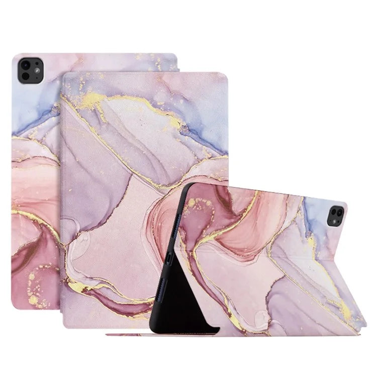 For iPad Pro 11 (2024) Case Auto Sleep / Wake Leather Tablet Cover Oil Painting