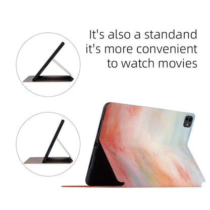For iPad Pro 11 (2024) Case Auto Sleep / Wake Leather Tablet Cover Oil Painting