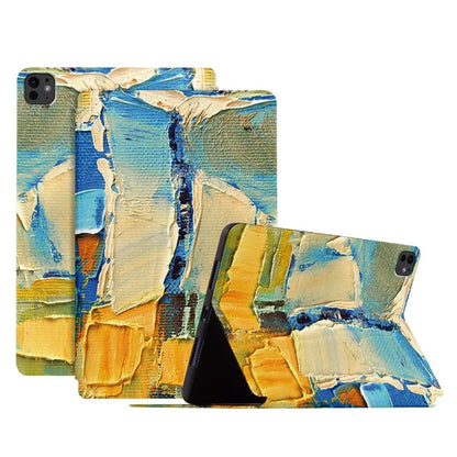 For iPad Pro 11 (2024) Case Auto Sleep / Wake Leather Tablet Cover Oil Painting