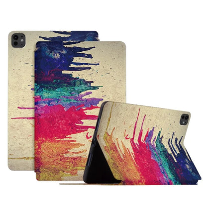 For iPad Pro 11 (2024) Case Auto Sleep / Wake Leather Tablet Cover Oil Painting