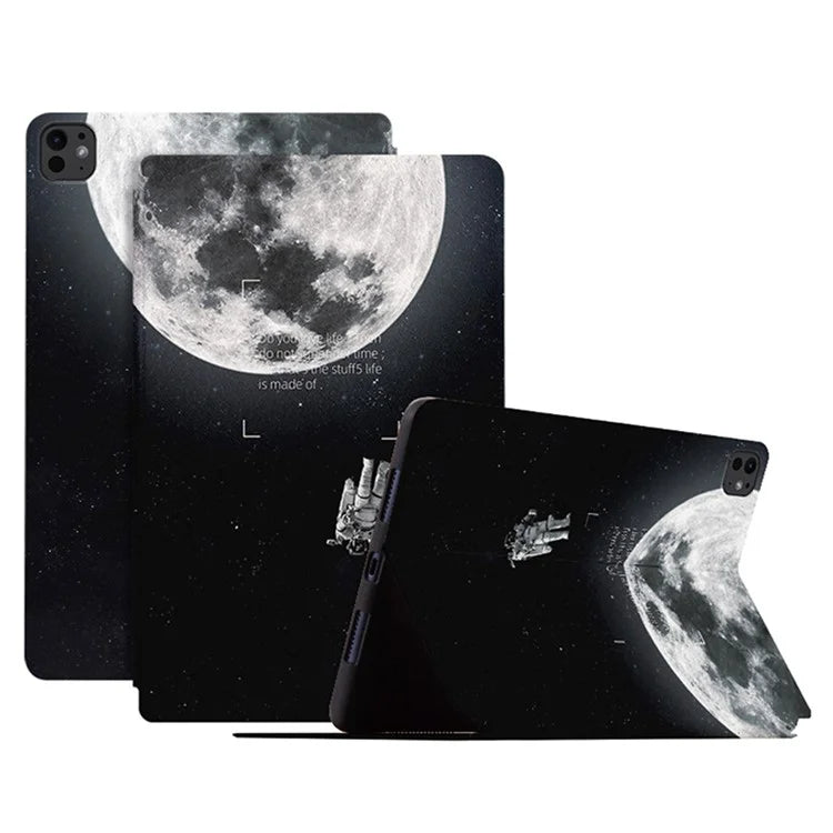 For iPad Pro 11 (2024) Case Leather Stand Smart Tablet Cover Astronaut Pattern