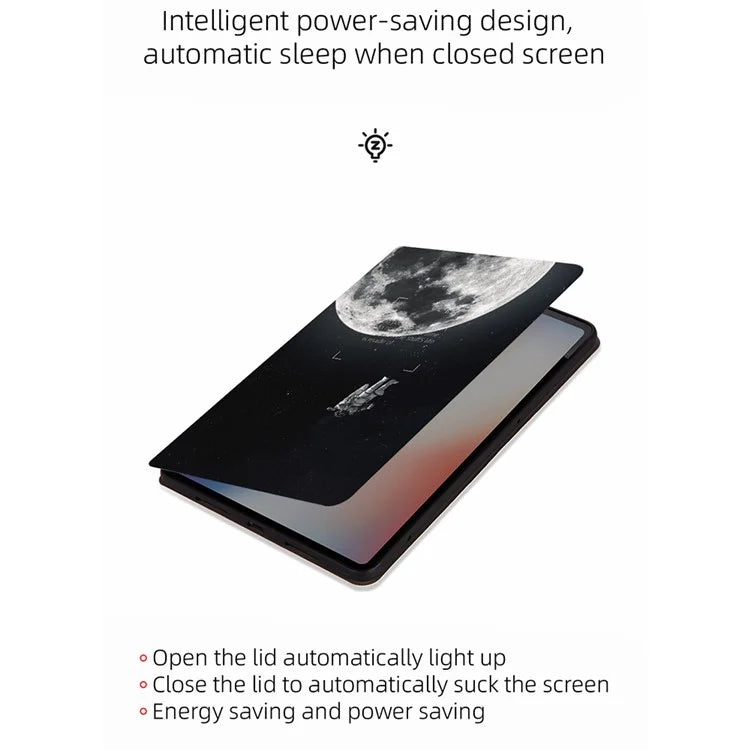 For iPad Pro 11 (2024) Case Leather Stand Smart Tablet Cover Astronaut Pattern